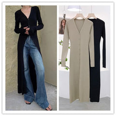 Aiertu leapord halloween outfit Autumn and Winter Deep V Leader Opening Hole Slim Slimming Paper Piece Cardigan Inner Dress aiertu