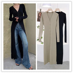 Aiertu leapord halloween outfit Autumn and Winter Deep V Leader Opening Hole Slim Slimming Paper Piece Cardigan Inner Dress aiertu