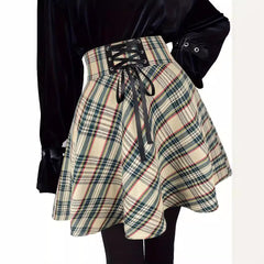 Aiertu guys in skirts Million Holy Festival Gothic High Waist Mini Skirt Elastic Strap A- line Skirt aiertu