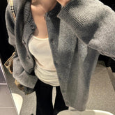 Aiertu trending fall outfits Gray Lazy Sweater Coat Autumn and Winter Women's Early Autumn Chic Top Korean Style Sweater aiertu