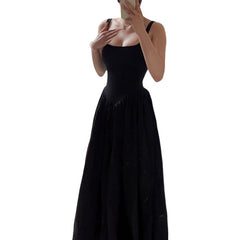 Aiertu black sweater dress outfit French Style Niche Design Black Sling Dress Women's Summer High-End Exquisite Temperament Dress aiertu