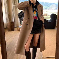 Aiertu leapord halloween outfit plus Size Women's Autumn and Winter Woolen Overcoat Women's Korean Style Loose over-the-Knee Woolen Overcoat aiertu
