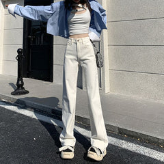 Aiertu y2k outfits Loose Slimming Fashionable Wide-Leg White Jeans for Women Straight Draping Mop Pants Trendy aiertu