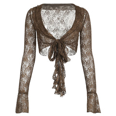 Aiertu trashy outfits Waste Soil Exotic Style Vintage Beaded Halter Sling Women's Low-Cut V-neck Inner Vest + Outer Blouse Two-Piece Set aiertu