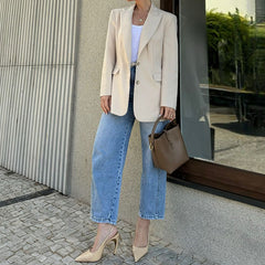 Aiertu fall brunch outfit Women's Spring and Summer Fashion Temperament Solid Color High-Grade Lapel Suit Jacket aiertu