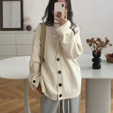 Aiertu joker costume female outfit Lazy Style V-neck Soft Glutinous Sweater Coat Women's Autumn and Winter Loose Large Casual Knitted Cardigan Top aiertu