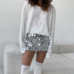 Aiertu y2k outfits Women's High Waist Sexy Sequined Slimming Skirt Slim Hip Skirt aiertu