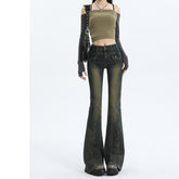 Aiertu 2000s fashion Skinny Jeans Women's Autumn High Waist Slimming Hot Girl Horseshoe Flared Pants Spring and Autumn aiertu