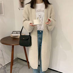 Aiertu comfy outfits winter Thick Knitted Cardigan Women's Mid-Length Korean Style Thick Wool Outer Wear Lazy Style Solid Color Loose Sweater Coat aiertu
