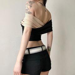 Aiertu leapord halloween outfit Style Summer Women's Clothing Hot Girl Contrast Color Stitching Cross Two-Way Tight Waist Navel Vest aiertu
