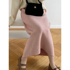 Aiertu outfit inspo winter Women's Mid-Length Wool Knitted Skirt Autumn and Winter Straight Skirt Super Nice Wool Sheath Straight Skirt aiertu