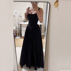 Aiertu black sweater dress outfit French Style Niche Design Black Sling Dress Women's Summer High-End Exquisite Temperament Dress aiertu