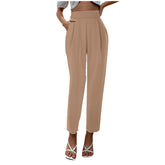 Aiertu business casual outfits for women Women's Satin High Waist Trousers Artificial Silk Pocket Loose Casual Pants aiertu
