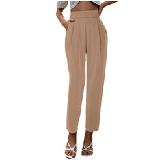 Aiertu business casual outfits for women Women's Satin High Waist Trousers Artificial Silk Pocket Loose Casual Pants aiertu