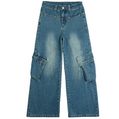 Aiertu fashion outfits American-Style Retro Wide-Leg Workwear Jeans Women's Autumn Slimming Hot Girl Straight Mop Pants aiertu