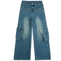 Aiertu fashion outfits American-Style Retro Wide-Leg Workwear Jeans Women's Autumn Slimming Hot Girl Straight Mop Pants aiertu