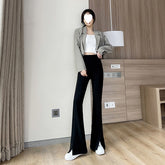 Aiertu fashion outfits Micro Flared Pants Women's Spring and Autumn High Waist Slimming Tall Straight Loose Tall Drape Split Mop Pants aiertu