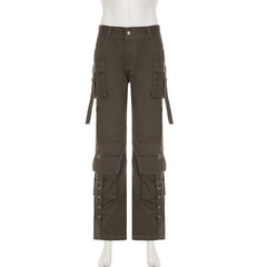 Aiertu datenight fall outfits American Street Style Side Large Pocket Ribbon Design Workwear Jeans Hot Girl High Waist Slightly Spicy Casual Pants aiertu