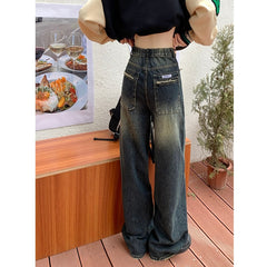 Aiertu dress to impress outfits Spring Small Retro Jeans Women's High Waist Slimming Loose Narrow Straight Wide Leg Long Pants aiertu