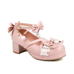 Aiertu shoes Women's Single-Layer Shoes Japanese Lolita Lolita Shoes Mid Heel Chunky Heel Wedding Bow Lo Mother Fairy Dance Shoes Tea Party Shoes aiertu