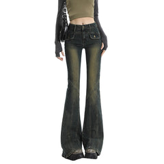 Aiertu 2000s fashion Skinny Jeans Women's Autumn High Waist Slimming Hot Girl Horseshoe Flared Pants Spring and Autumn aiertu