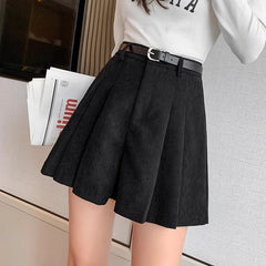 Aiertu business casual outfits High Waist Corduroy A- line Skirt Women's Age-Reducing Pleated Skirt Retro Simple Corduroy Anti-Exposure Skirt Autumn aiertu