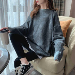 Aiertu datenight fall outfits round Neck Sweater Women's Mid-Length Loose Pullover Spring Thick Lazy Style Sweater Coat Women's Fashion aiertu