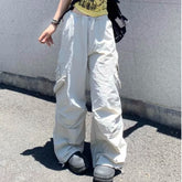 Aiertu guys clothing styles New High-Grade Fabric Tooling Wide-Leg Pants Women's Spring and Summer Hot Girl Drawstring Straight Pants Loose Casual Niche aiertu