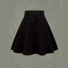 Aiertu guys in skirts Million Holy Festival Gothic High Waist Mini Skirt Elastic Strap A- line Skirt aiertu