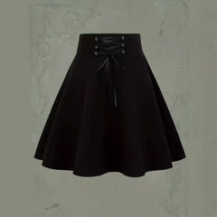Aiertu guys in skirts Million Holy Festival Gothic High Waist Mini Skirt Elastic Strap A- line Skirt aiertu