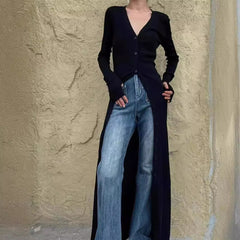 Aiertu leapord halloween outfit Autumn and Winter Deep V Leader Opening Hole Slim Slimming Paper Piece Cardigan Inner Dress aiertu