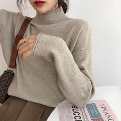Aiertu cold weather outfits Autumn and Winter Knitwear Women's Inner Wear Loose Lazy Style Sweater Half Turtleneck Top Bottoming Shirt Fashion aiertu