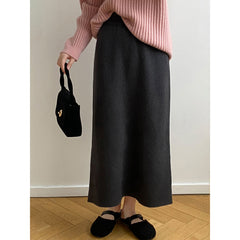 Aiertu outfit inspo winter Women's Mid-Length Wool Knitted Skirt Autumn and Winter Straight Skirt Super Nice Wool Sheath Straight Skirt aiertu
