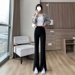 Aiertu fashion outfits Micro Flared Pants Women's Spring and Autumn High Waist Slimming Tall Straight Loose Tall Drape Split Mop Pants aiertu