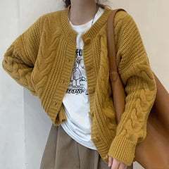 Aiertu datenight fall outfits Thickened Twist Cardigan Early Autumn Korean Style Soft Milk Style Loose Sweater Coat Fashionable Knitted aiertu