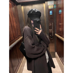 Aiertu grunge outfits Chocolate Maillard Lazy Hanging Fashion Trendy Sweater Coat Women's Thickened Loose Knitted Cardigan Autumn and Winter aiertu