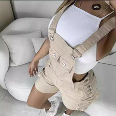 Aiertu joker costume female outfit Women's New Summer Fashion Sexy Slim Solid Color Overalls with Pockets Shorts One-Piece Suspender Pants aiertu