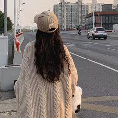 Aiertu datenight fall outfits Retro Lazy Style Twist Sweater Coat for Women Autumn and Winter Loose Thickened Knitted Cardigan Top aiertu