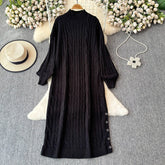 Aiertu long sweater dress outfit Autumn and Winter Korean Style Loose Lazy Style Mid-Length Knitted Dress Women's Half Turtleneck Twist Sweater Skirt Fashion aiertu