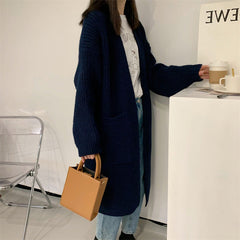 Aiertu comfy outfits winter Thick Knitted Cardigan Women's Mid-Length Korean Style Thick Wool Outer Wear Lazy Style Solid Color Loose Sweater Coat aiertu