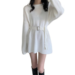 Aiertu black leggings outfit fall Lazy Style Waist-Tight Sweater Dress Autumn and Winter Pullover Bottoming Shirt Niche Temperament Coat Western Style Top aiertu