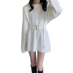 Aiertu black leggings outfit fall Lazy Style Waist-Tight Sweater Dress Autumn and Winter Pullover Bottoming Shirt Niche Temperament Coat Western Style Top aiertu