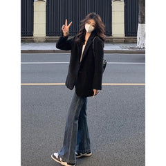 Aiertu joker costume female outfit Black Suit Jacket for Women Spring and Autumn Small High-End Fashion Net Red Suit Jacket Trendy Chic aiertu