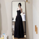 Aiertu black sweater dress outfit French Style Niche Design Black Sling Dress Women's Summer High-End Exquisite Temperament Dress aiertu