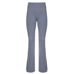 Aiertu fashion outfits Sports Solid Color Basic Tight Side Slit Casual Pants High Waist Hip Lifting Fitness Yoga Flared Pants aiertu
