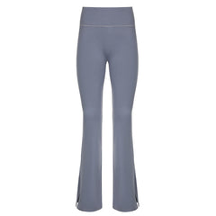Aiertu fashion outfits Sports Solid Color Basic Tight Side Slit Casual Pants High Waist Hip Lifting Fitness Yoga Flared Pants aiertu