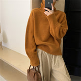 Aiertu 2000s fashion Autumn and Winter Korean Style Turtleneck Sweater Women's New Loose All-Match Pullover Solid Color Sweater Inner Lazy Top Women aiertu