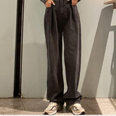 Aiertu fashion outfits Plus Size Black Straight Suit Wide-Leg Pants Women's Summer High Waist Draping Loose Slimming Casual Mopping Pants aiertu