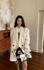 Aiertu joker costume female outfit Autumn and Winter Korean Style Suit Style Loose Woolen Coat Women's Commuter Double-Sided Wool Coat aiertu