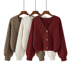 Aiertu y2k outfits Spring Korean Style Western Style Sweater Women's Retro Top Loose V-neck Short Knitted Cardigan Coat Fashion aiertu